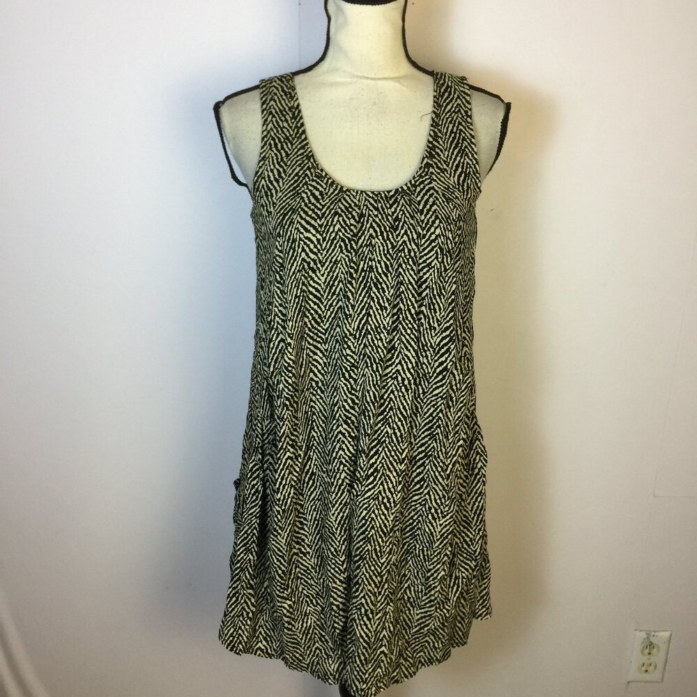 New! Young Threads Mini Dress Tunic S Woman Black White Sleeveless Side Pocket